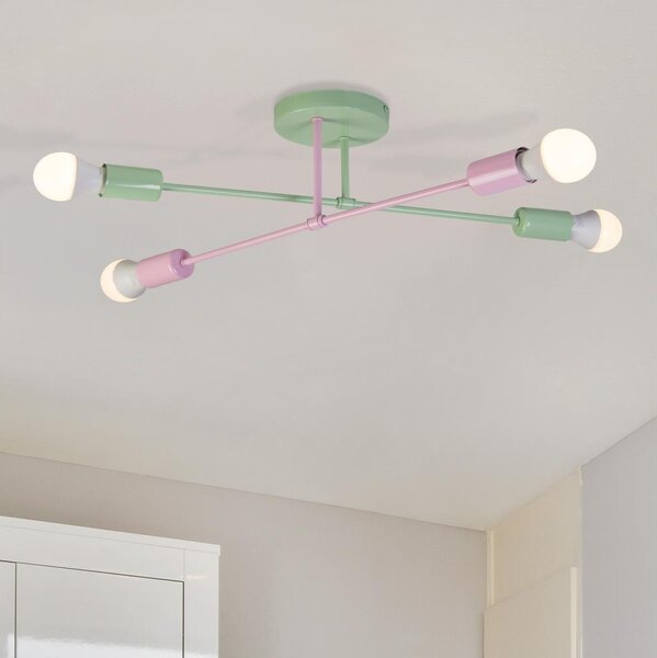 Lampadario a soffitto CAMBRIDGE 4xE27/15W/230V verde/rosa