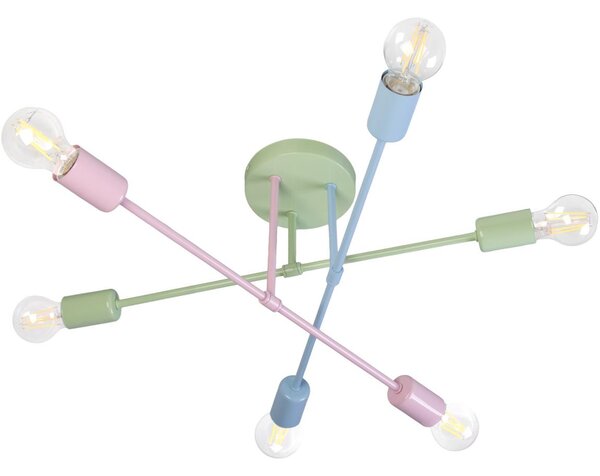 Plafoniera CAMBRIDGE 6xE27/15W/230V verde/blu/rosa