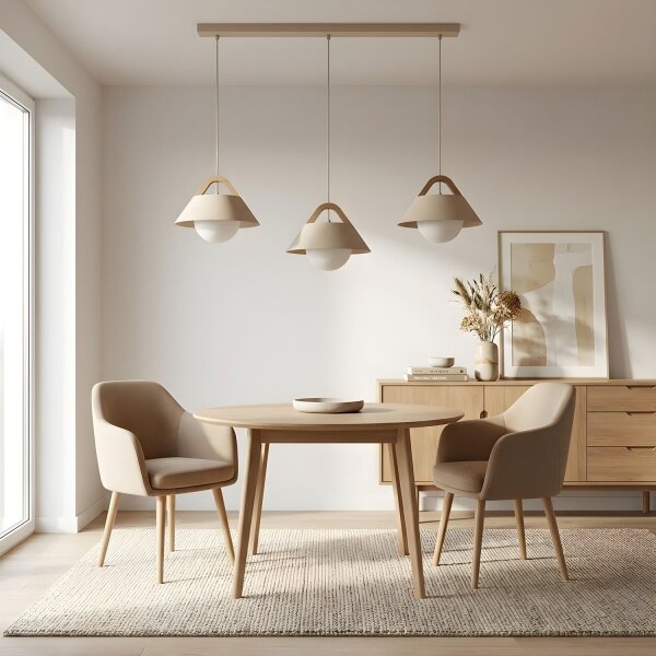 Lampadario a sospensione FUNDA 3xE27/15W/230V beige