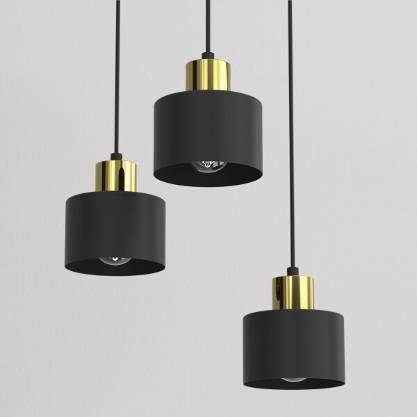 Lampadario a sospensione con cavo PARKLA 3xE27/15W/230V nero