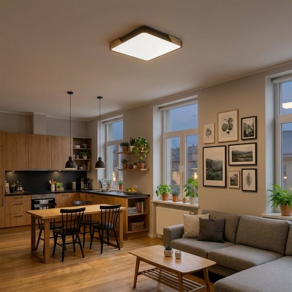 Brilagi - Plafoniera LED dimmerabile PILANA LED/48W/230V rovere/nero 56x56 cm + telecomando