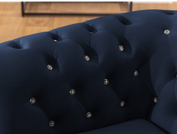 Divano angolare blu allungabile (con penisola a destra/a L) con rivestimento in velluto York Blik – Ropez