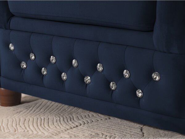 Divano angolare blu allungabile (con penisola a destra/a L) con rivestimento in velluto York Blik – Ropez