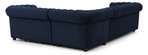 Divano angolare blu allungabile (con penisola a destra/a L) con rivestimento in velluto York Blik – Ropez