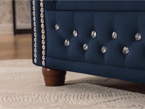 Divano angolare blu allungabile (con penisola a destra/a L) con rivestimento in velluto York Blik – Ropez