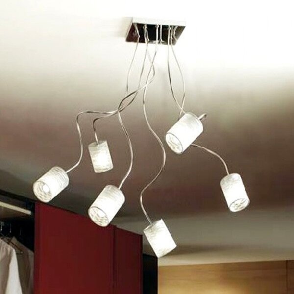 Plafoniera illuminando ginevra chic 6 g9 led pvc lampada soffitto metallo moderna modellabile interno - Illuminando