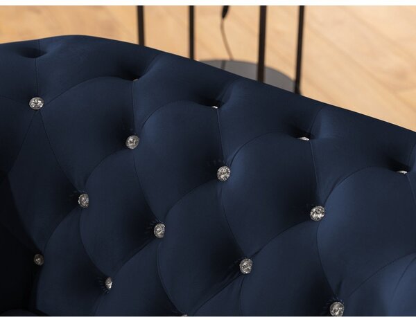 Divano angolare blu allungabile (con penisola a destra/a L) con rivestimento in velluto York Blik – Ropez