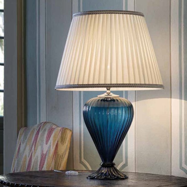 Abat-jour classica sylcom teodora 1462 22 + top e14 led vetro soffiato lampada tavolo - Sylcom