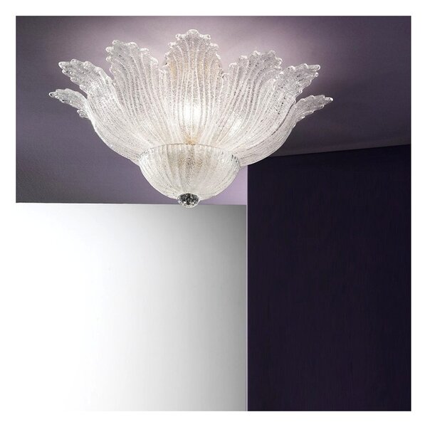 Plafoniera classica due p illuminazione 2519 plp e14 led vetro graniglia lampada soffitto - Due P Illuminazione
