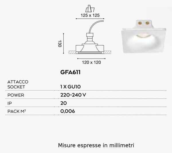 Faretto incasso gesso gea led heli gfa611 led spot bianco scomparsa cartongesso interno ip20 gu10 - Gea Led