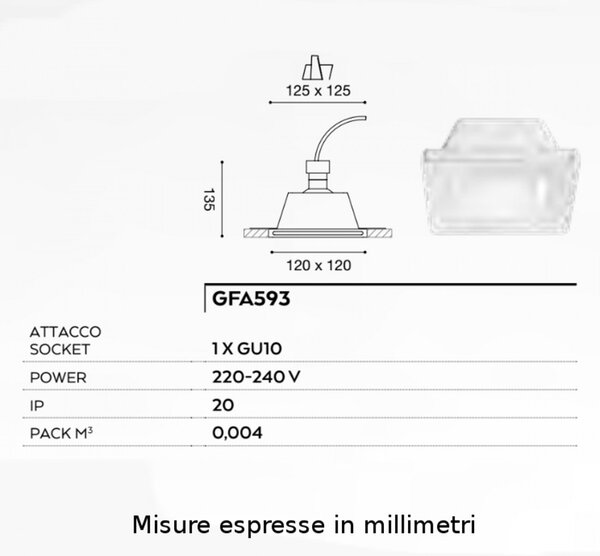 Faretto incasso gesso gea led bianca q gfa593 led spot moderno cartongesso scomparsa ottica fissa interno gu10 - Gea Led