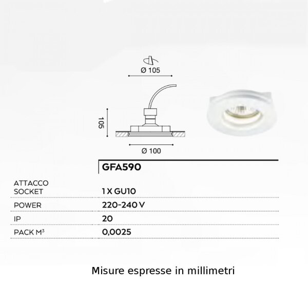 Faretto incasso gesso gea led horus gfa590 led spot moderno cartongesso scomparsa ottica fissa interno gu10 - Gea Led