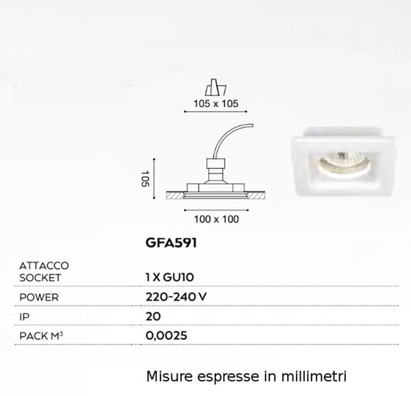 Faretto incasso gesso gea led horus gfa591 led spot moderno cartongesso scomparsa ottica fissa interno gu10 - Gea Led