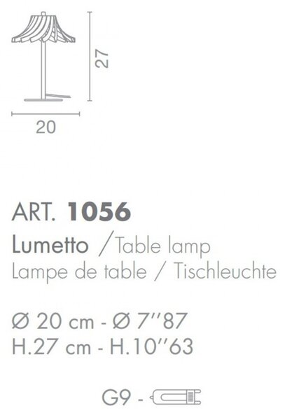 Abat-jour moderna selene illuminazione panama 1056 011 g9 led metallo lampada tavolo - Selene Illuminazione