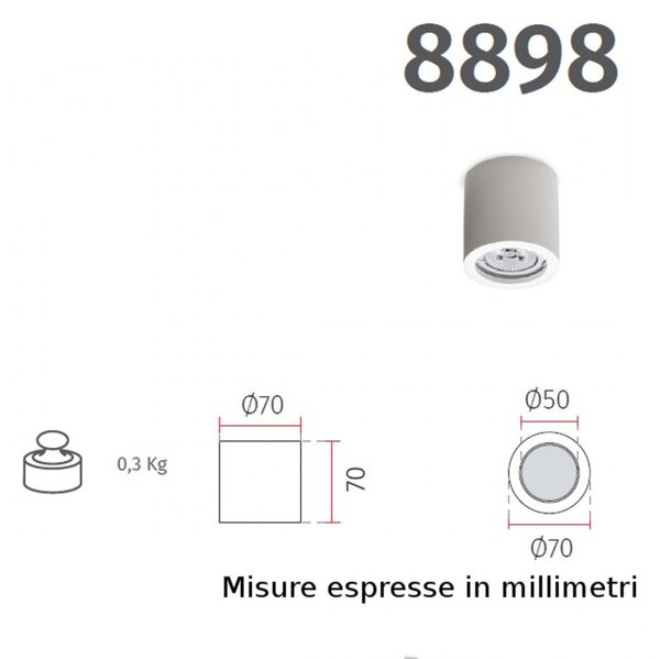 Plafoniera cilindro gesso belfiore 9010 fiori 8898 8900 gu10 led lampada soffitto - Belfiore - 9010