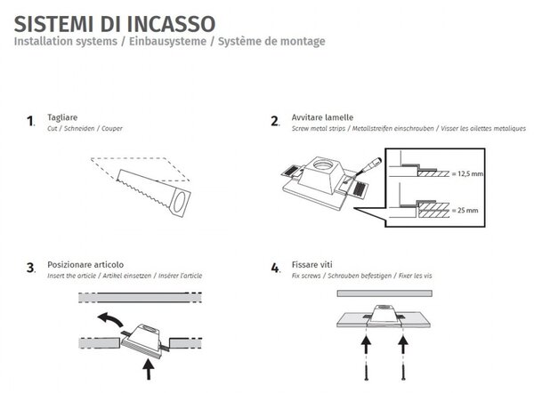 Faretto incasso gesso 9010 belfiore gru 4175.35 gu10 led ip20 lampada soffitto cartongesso muratura - Belfiore - 9010