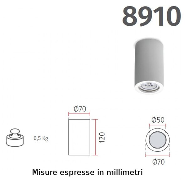 Plafoniera gesso belfiore 9010 fiori 8910 8912 gu10 led ip20 lampada soffitto cilindro - Belfiore - 9010