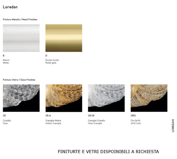 Applique classico sylcom loredan 1401 e27 led vetro murano lampada parete - Sylcom