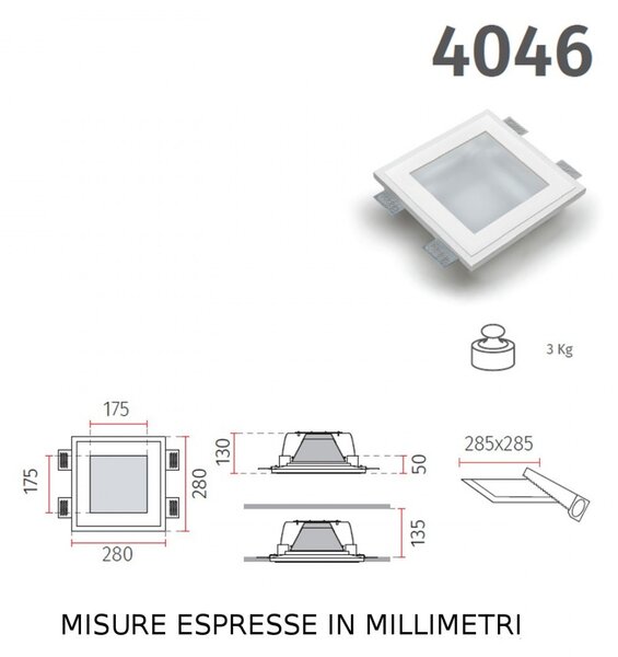 Faretto incasso gesso belfiore 9010 orione big 4046.3025 led wireless lampada soffitto parete cartongesso - Belfiore - 9010