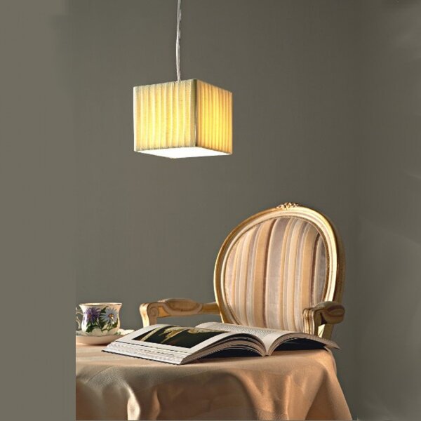 Outlet sospensione asso spasso45 e27 led lampadario quadrato paralume stoffa interno - Lampadari Bartalini Outlet