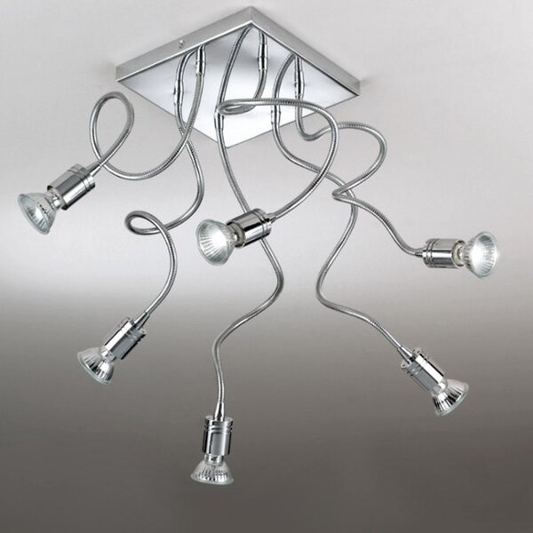 Plafoniera illuminando ginevra flex 6fl gu10 led modellabile orientabile moderna flessibile - Illuminando