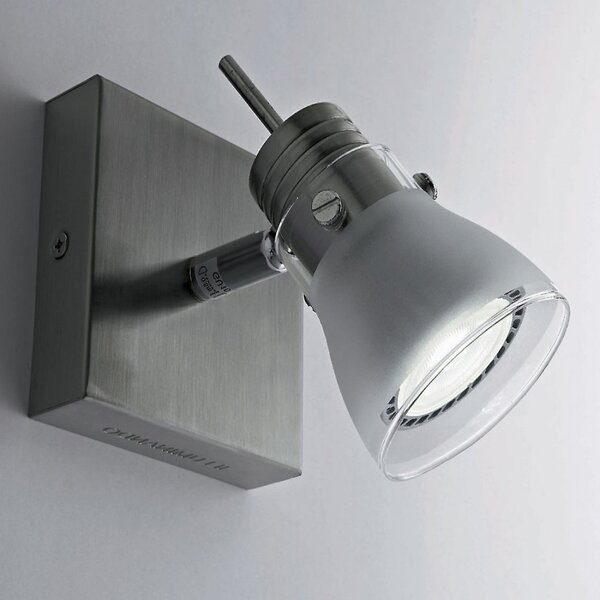 Outlet faretto il-apollo gu10 led 7w 1 luce metallo nichel spazzolato vetro moderno spot - Lampadari Bartalini Outlet