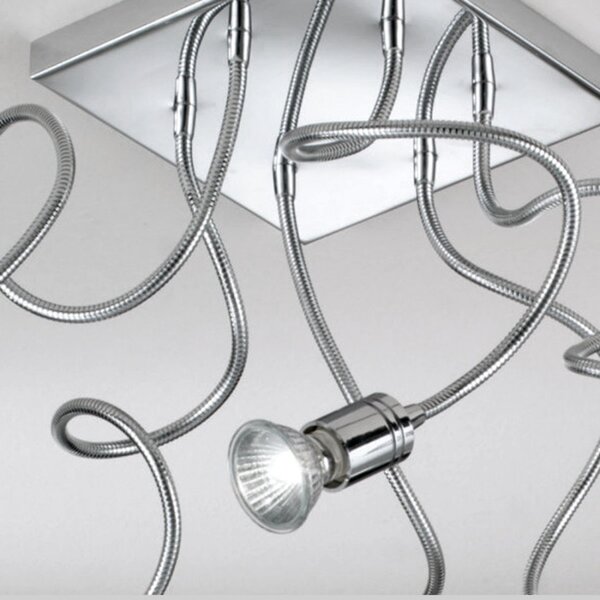 Plafoniera illuminando ginevra flex 6fl gu10 led modellabile orientabile moderna flessibile - Illuminando