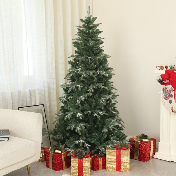 HOMCOM Albero di Natale Innevato con 850 Rami e Design a Sezioni, in Plastica e Acciaio, Ø110x180 cm, Verde