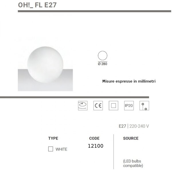 Abat-jour moderna linea light group oh fl e27 12100 led lampada tavolo terra sfera polietilene - Linea Light Group