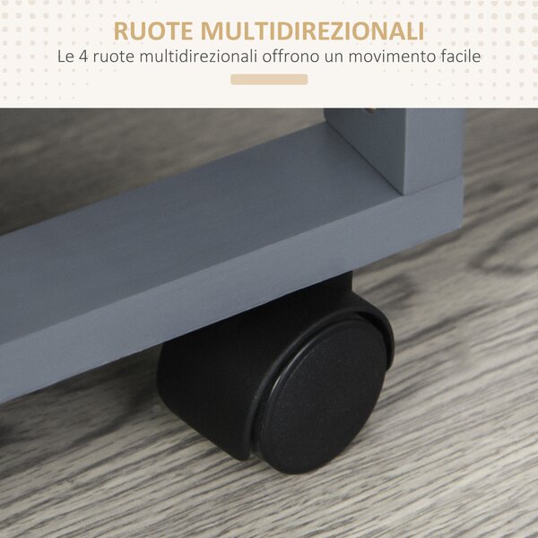 HOMCOM Carrello da Cucina Salvaspazio in Grigio Scuro, Portavivande con 1 Piano di Lavoro 1 Cassetto e 4 Cestelli Metallici, 47x37x83cm|Aosom