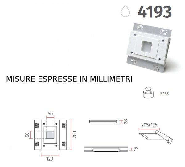 Faretto incasso gesso belfiore 9010 milli 4193.3006 led wireless ip20 ip44 lampada soffitto - Belfiore - 9010