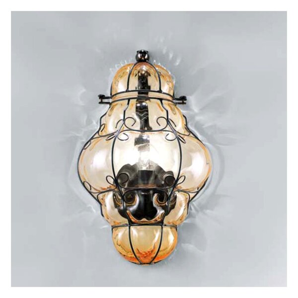 Applique classico sylcom tiepolo 1437 inox e14 led acciaio vetro soffiato lampada parete - Sylcom