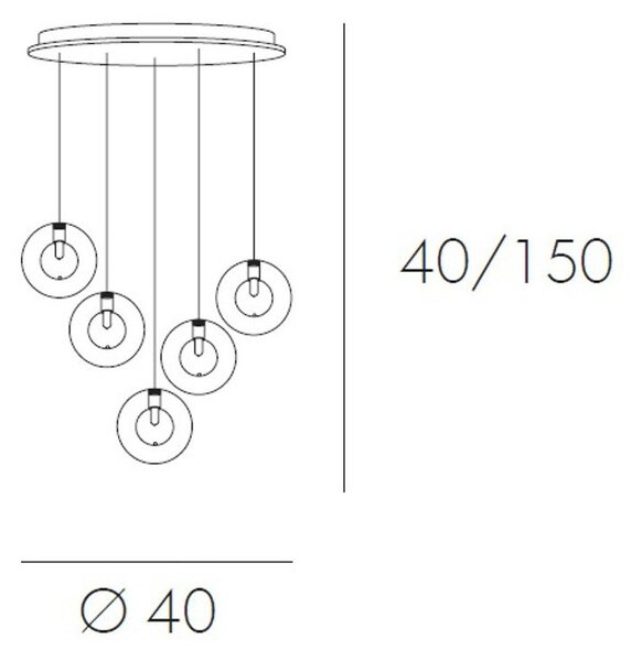 Outlet plafoniera moderna top light willow 1098 s5 go g9 led metallo vetro sospensione - Lampadari Bartalini Outlet