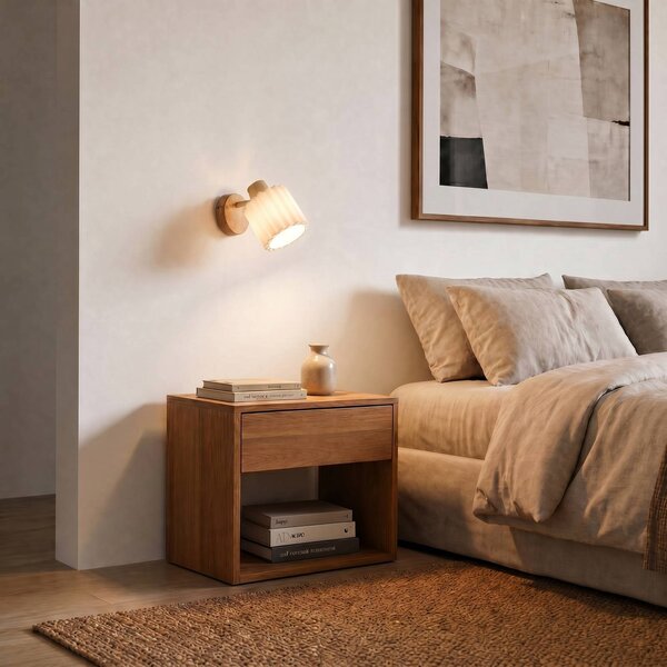 Faretto Shiloh Lindby, dimmerabile, Legno chiaro, Soggiorno / Sala da pranzo, Legno, Moderno, Applique