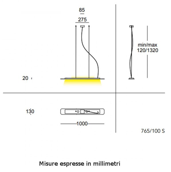 Lampadario moderno cattaneo illuminazione biscotto 765 100s led dimmerabile sospensione metallo - Cattaneo Illuminazione