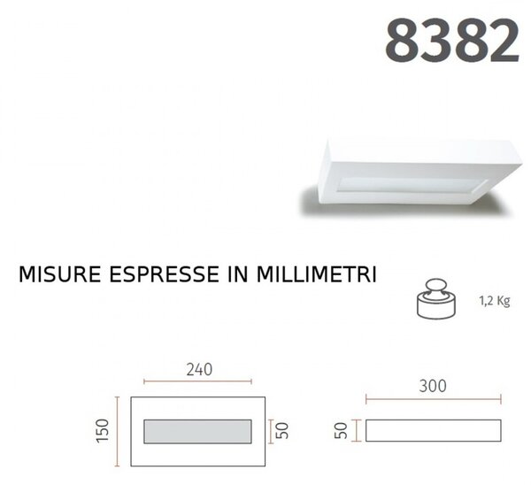 Outlet applique gesso belfiore 9010 garla s 8382.52 g9 led lampada parete moderna - Lampadari Bartalini Outlet