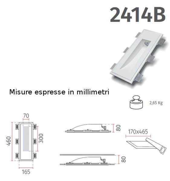 Faretto incasso gesso belfiore 9010 volta mono 2414b.35 gu10 led lampada parete - Belfiore - 9010