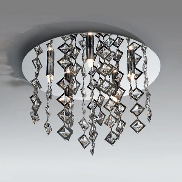 Plafoniera illuminando galassia 40 g9 led 5 luci cristalli quadrati trasparenti moderna - Illuminando