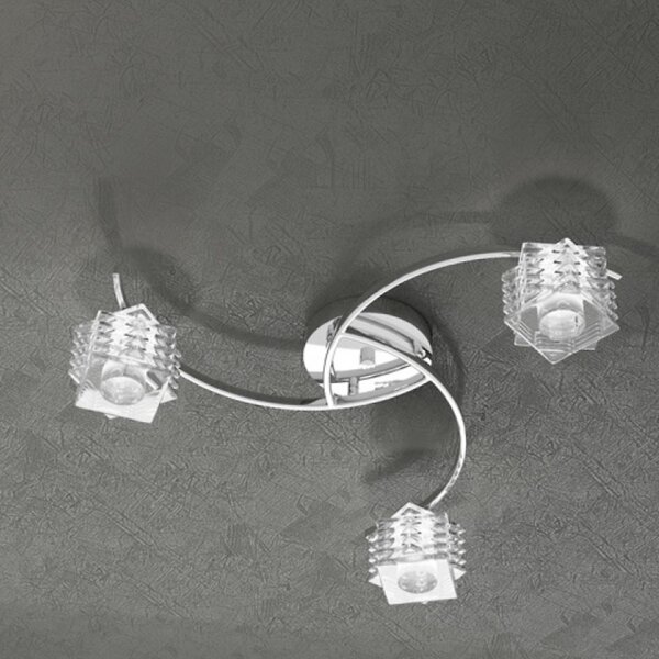 Outlet plafoniera moderna top light rubik 1126 pl3 g9 led metallo vetro lampada soffitto - Lampadari Bartalini Outlet