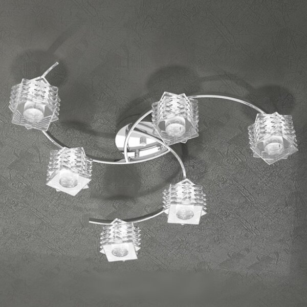 Outlet plafoniera moderna top light rubik 1126 pl6 g9 led metallo vetro lampada soffitto - Lampadari Bartalini Outlet