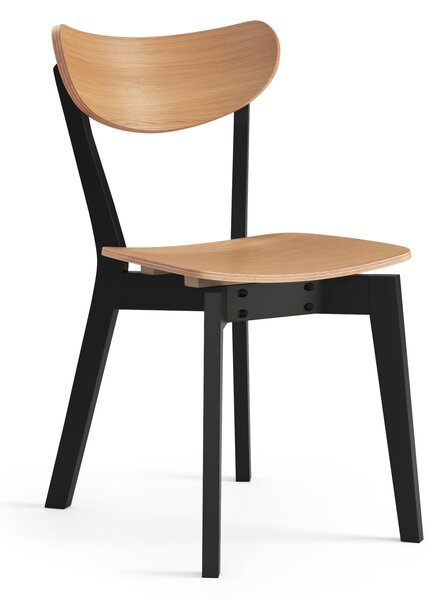 ROXY Rovere Naturale/telaio nero - SEDIA IN LEGNO PER SALOTTO SALA DA PRANZO CUCINA RETRÒ
