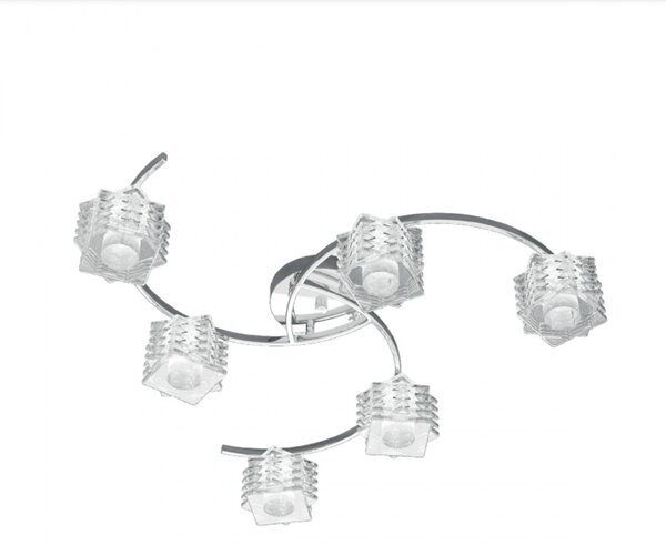 Outlet plafoniera moderna top light rubik 1126 pl6 g9 led metallo vetro lampada soffitto - Lampadari Bartalini Outlet