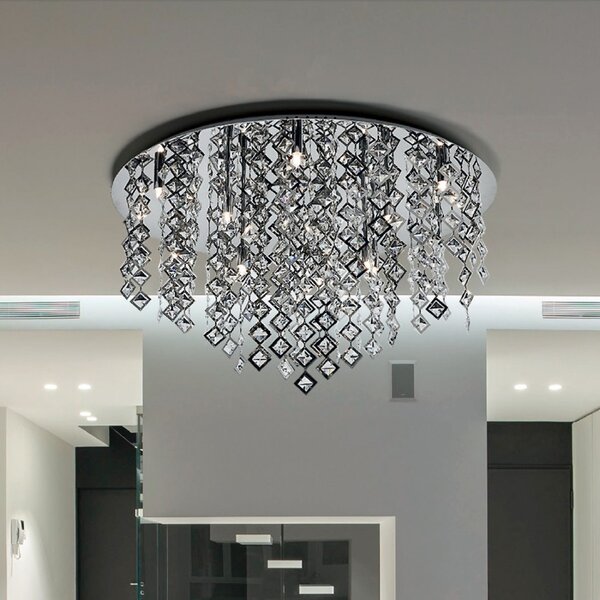 Outlet plafoniera illuminando galassia g g9 led 12 luci lampada soffitto cristalli quadrati trasparenti moderna interno - Lampadari Bartalini Outlet