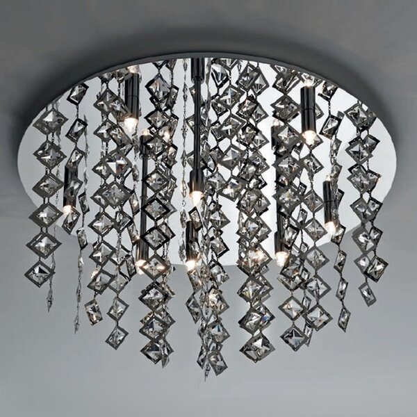 Plafoniera illuminando galassia 60 g9 led 8 luci cristalli quadrati trasparenti moderna - Illuminando