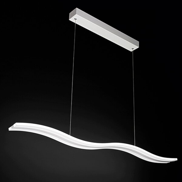 Lampadario moderno perenz bend 6364 b ct led sospensione metallo acrilico bianco ondulato - Perenz