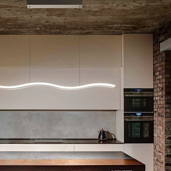 Lampadario moderno perenz bend 6364 b ct led sospensione metallo acrilico bianco ondulato - Perenz