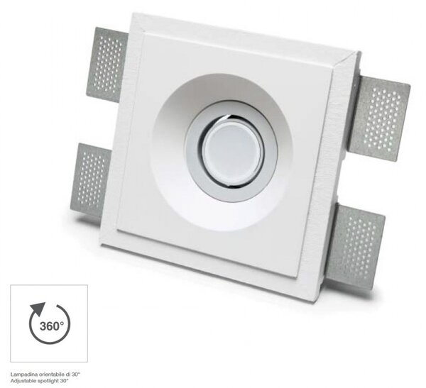 Faretto incasso gesso belfiore 9010 ara round 4216.35 gu10 led orientabile lampada soffitto parete - Belfiore - 9010