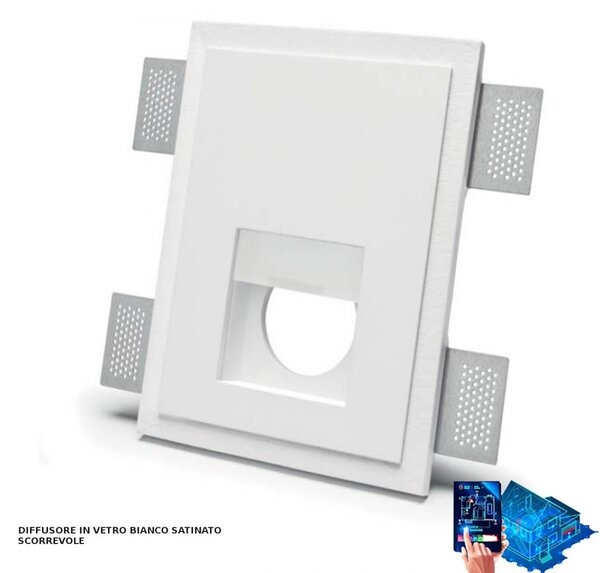 Faretto incasso gesso belfiore 9010 mika plus 4195a led wireless con presa segnapasso lampada parete - Belfiore - 9010