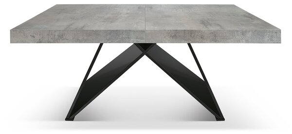 Tavolo allungabile grigio cemento con gambe incrociate M 180x90