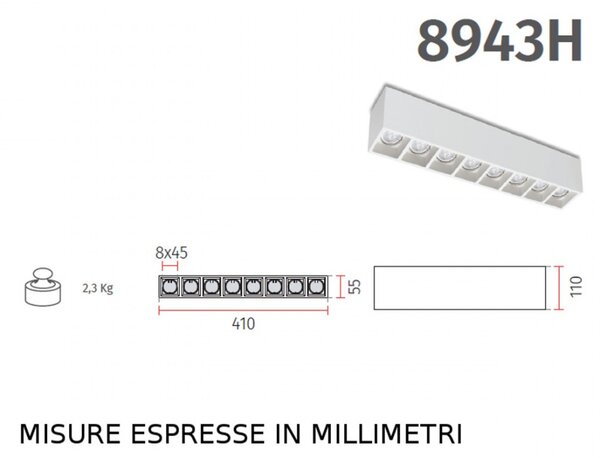 Plafoniera gesso belfiore 9010 banister 8943h gu10 led lampada soffitto - Belfiore - 9010